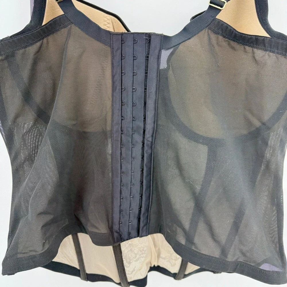 Cacique Black Lace Corset 42DD Underwire Sheer Dark Coquette Whimsigoth  NEW‎ - Picture 10 of 10